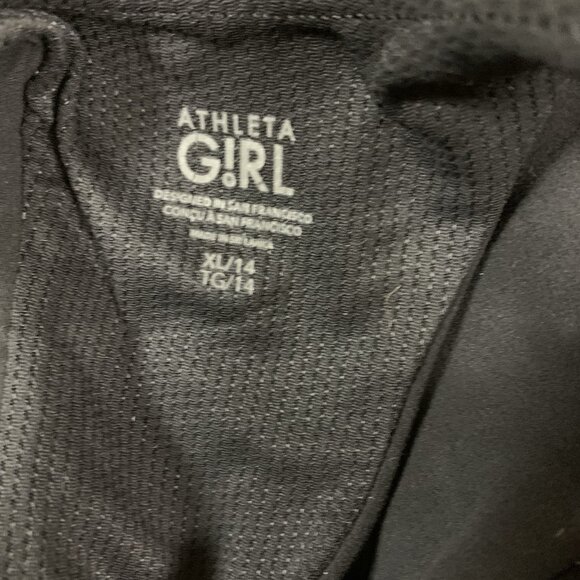 Athleta Girl Black Tank XL High Neck Stretch Activewear Workout Crop Top Youth - Picture 3 of 3